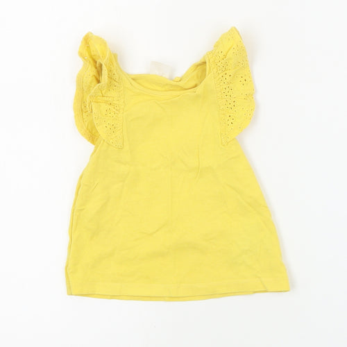 NEXT Baby Yellow  Cotton Basic Tank Size 6-9 Months Round Neck Pullover