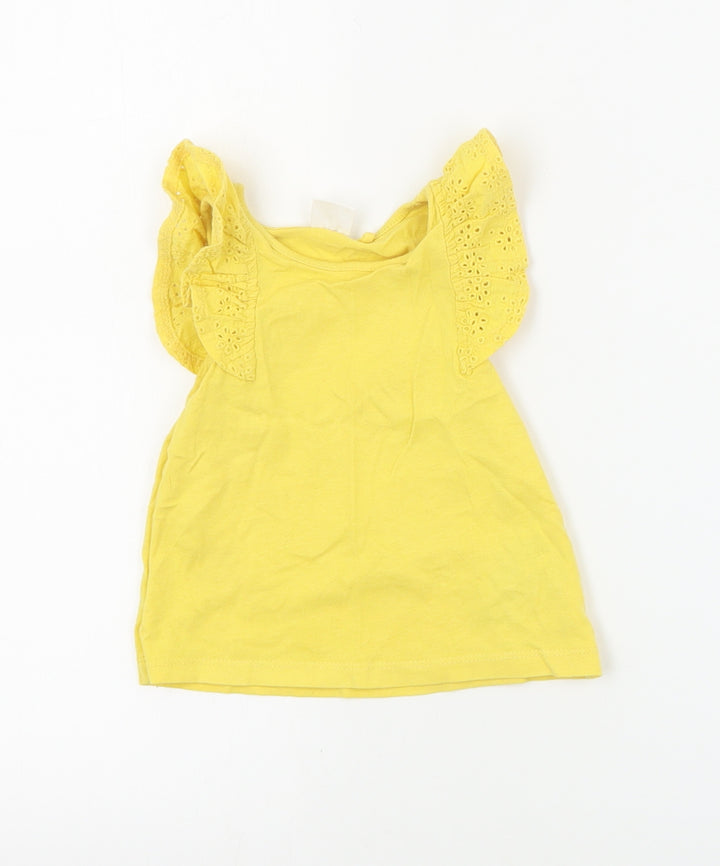 NEXT Baby Yellow  Cotton Basic Tank Size 6-9 Months Round Neck Pullover