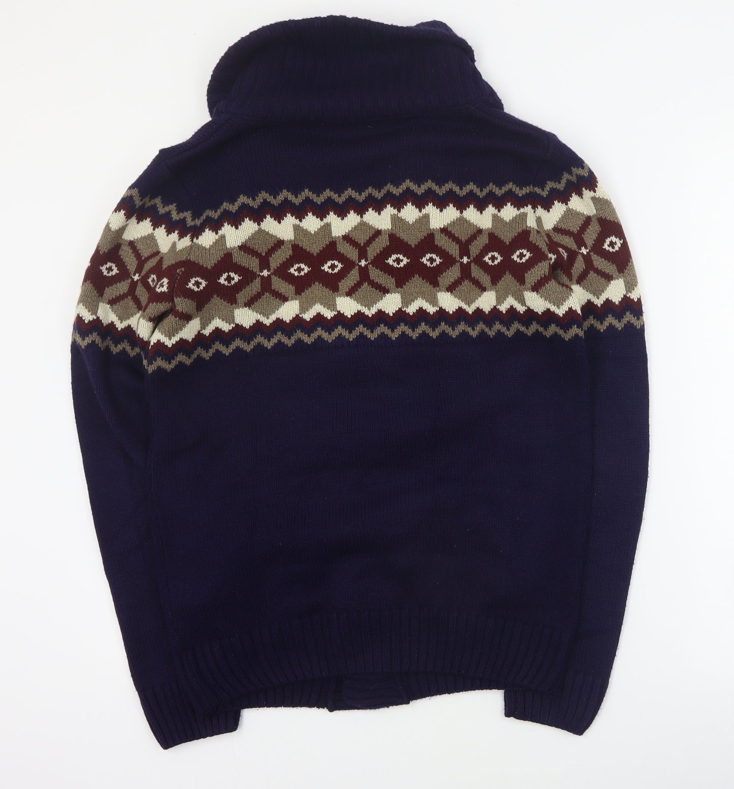 New Look Mens Blue Collared  Acrylic Cardigan Jumper Size XS