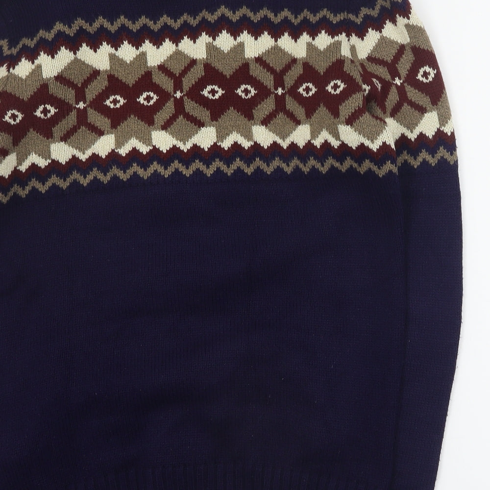 New Look Mens Blue Collared  Acrylic Cardigan Jumper Size XS