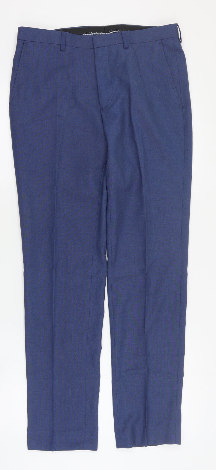 Burton Mens Blue Polyester Dress Pants Trousers Size 30 in L30 in Regular Zip