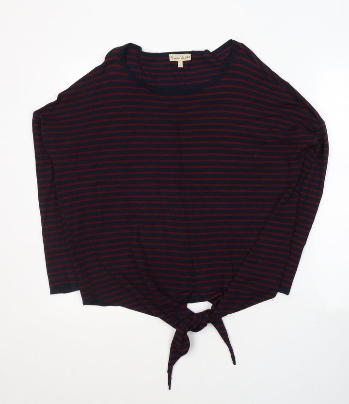 Phase Eight Womens Red Striped Viscose Jersey T-Shirt Size S Round Neck