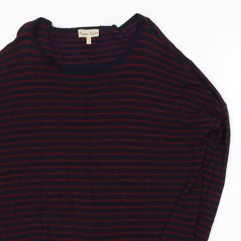 Phase Eight Womens Red Striped Viscose Jersey T-Shirt Size S Round Neck