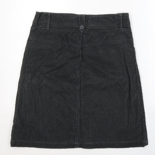 New Look Womens Black  Cotton A-Line Skirt Size 10   Button