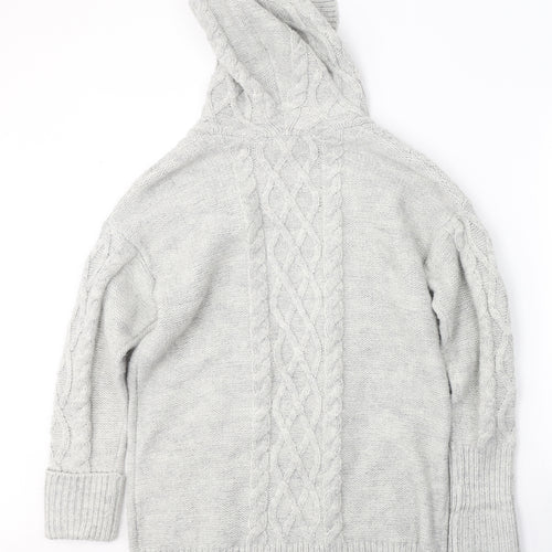 TU Womens Grey V-Neck  Acrylic Cardigan Jumper Size S