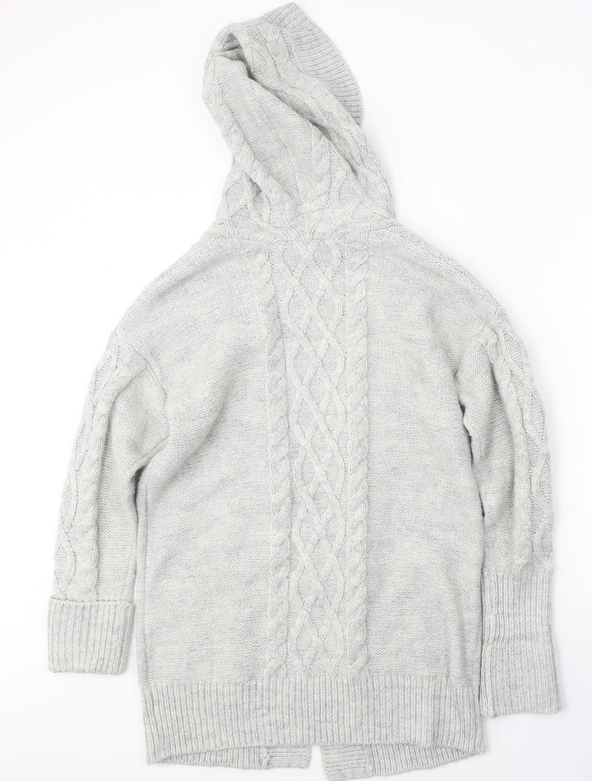TU Womens Grey V-Neck  Acrylic Cardigan Jumper Size S