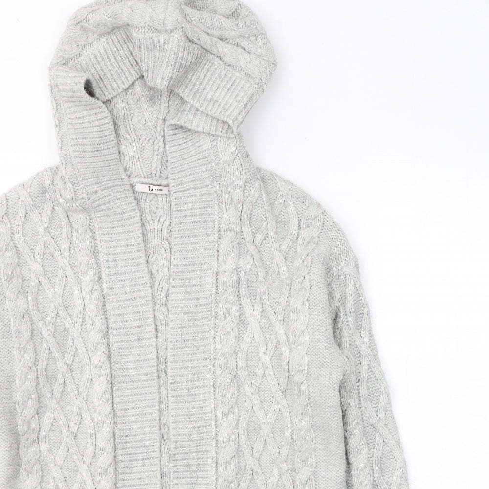 TU Womens Grey V-Neck  Acrylic Cardigan Jumper Size S