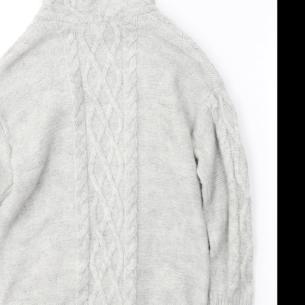 TU Womens Grey V-Neck  Acrylic Cardigan Jumper Size S
