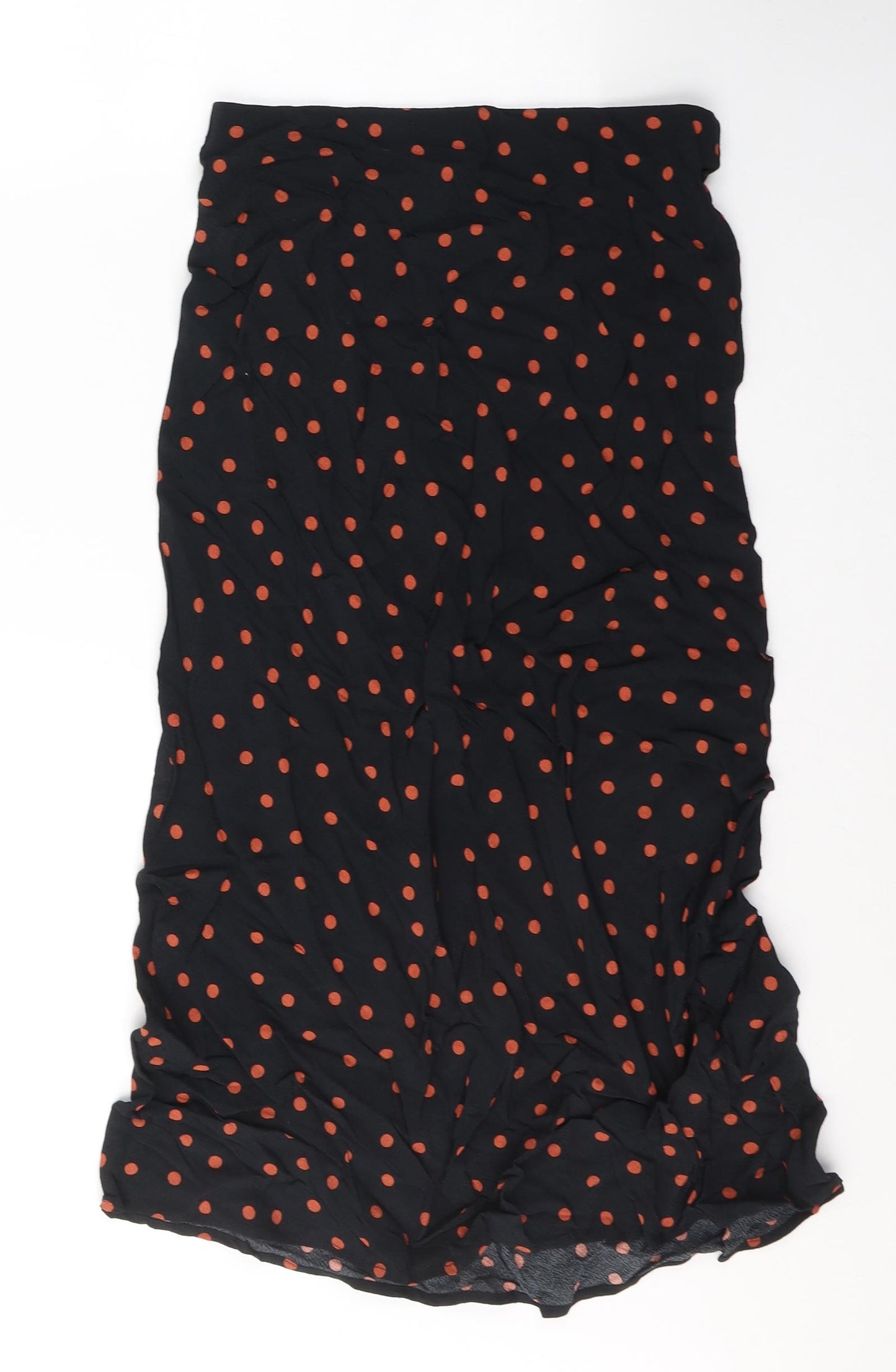 New Look Womens Black Polka Dot Viscose Pleated Skirt Size 8