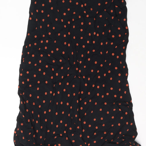 New Look Womens Black Polka Dot Viscose Pleated Skirt Size 8