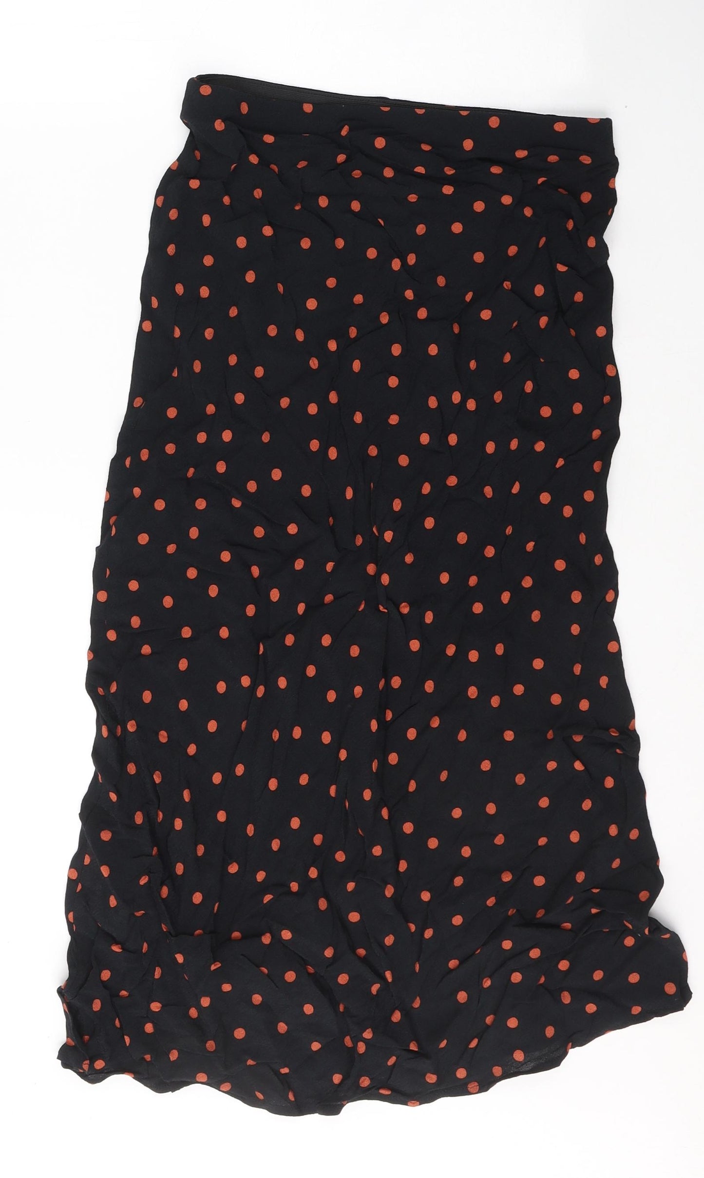 New Look Womens Black Polka Dot Viscose Pleated Skirt Size 8