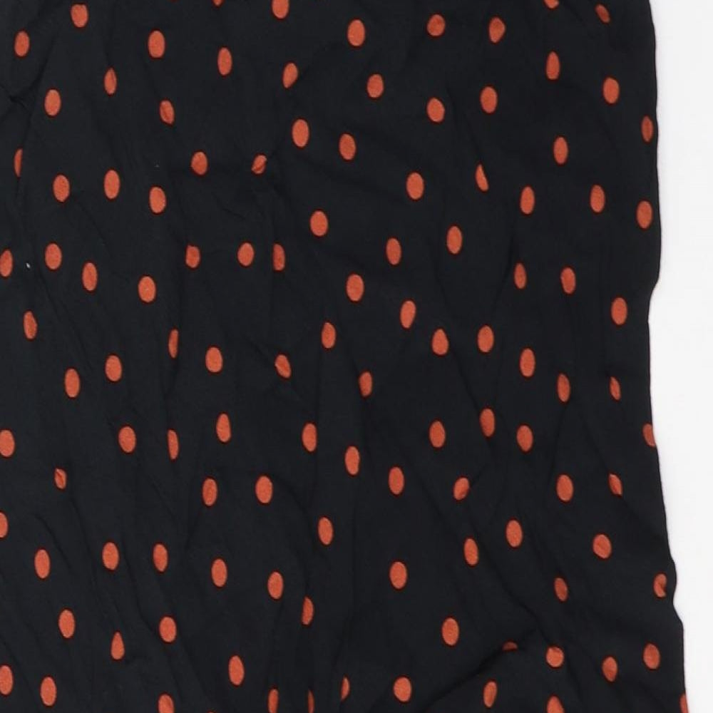 New Look Womens Black Polka Dot Viscose Pleated Skirt Size 8