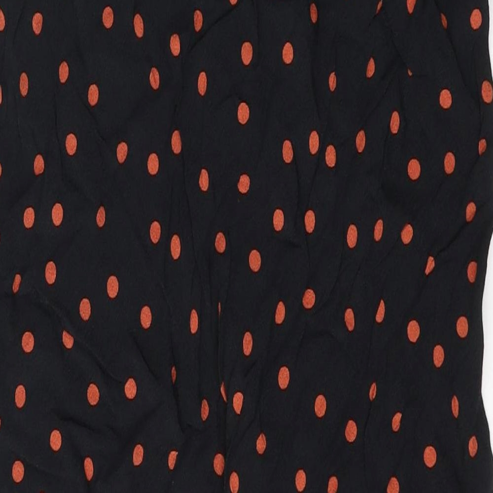 New Look Womens Black Polka Dot Viscose Pleated Skirt Size 8