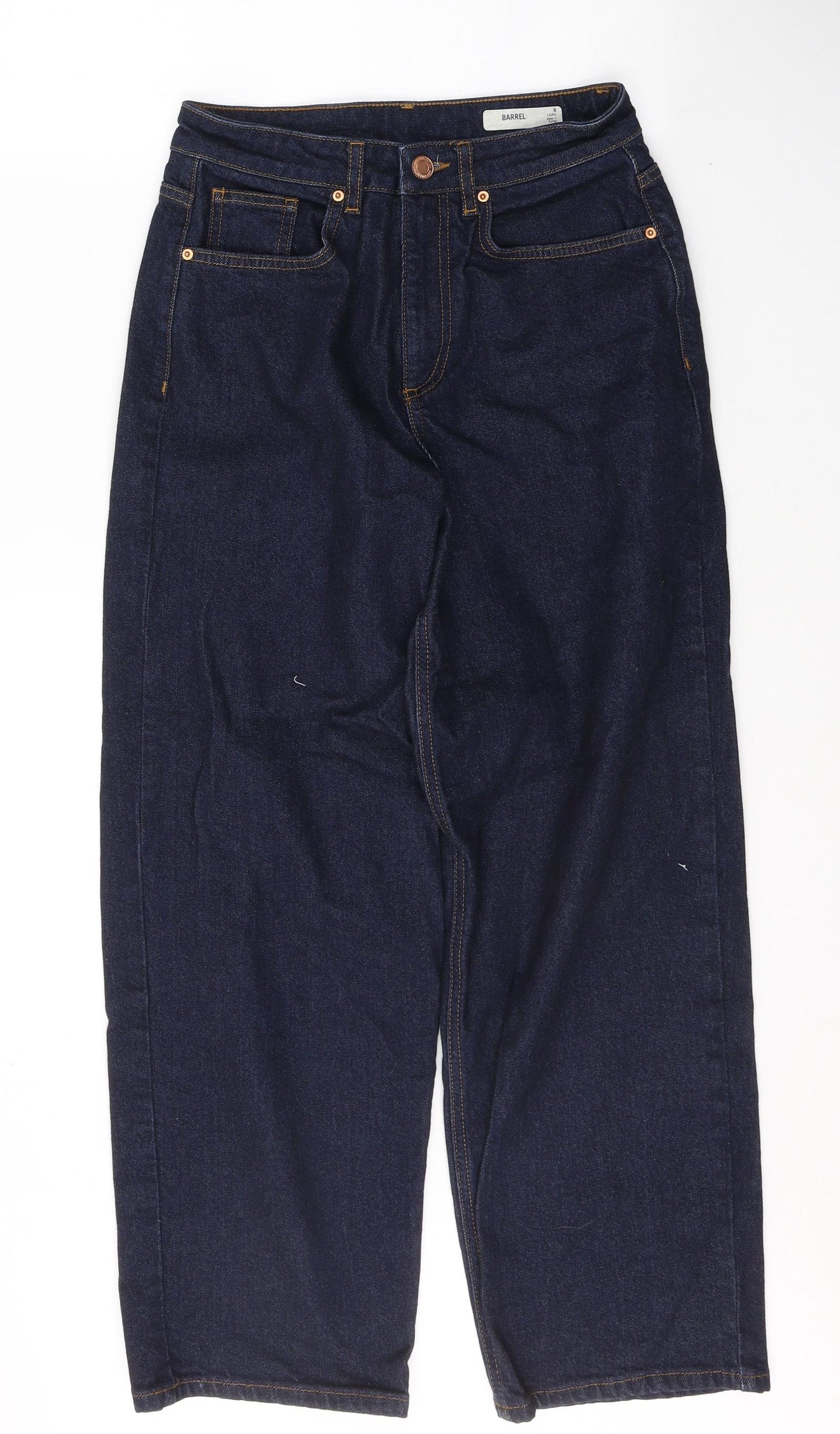 Marks and Spencer Womens Blue  Cotton Straight Jeans Size 8 L27 in Regular Button
