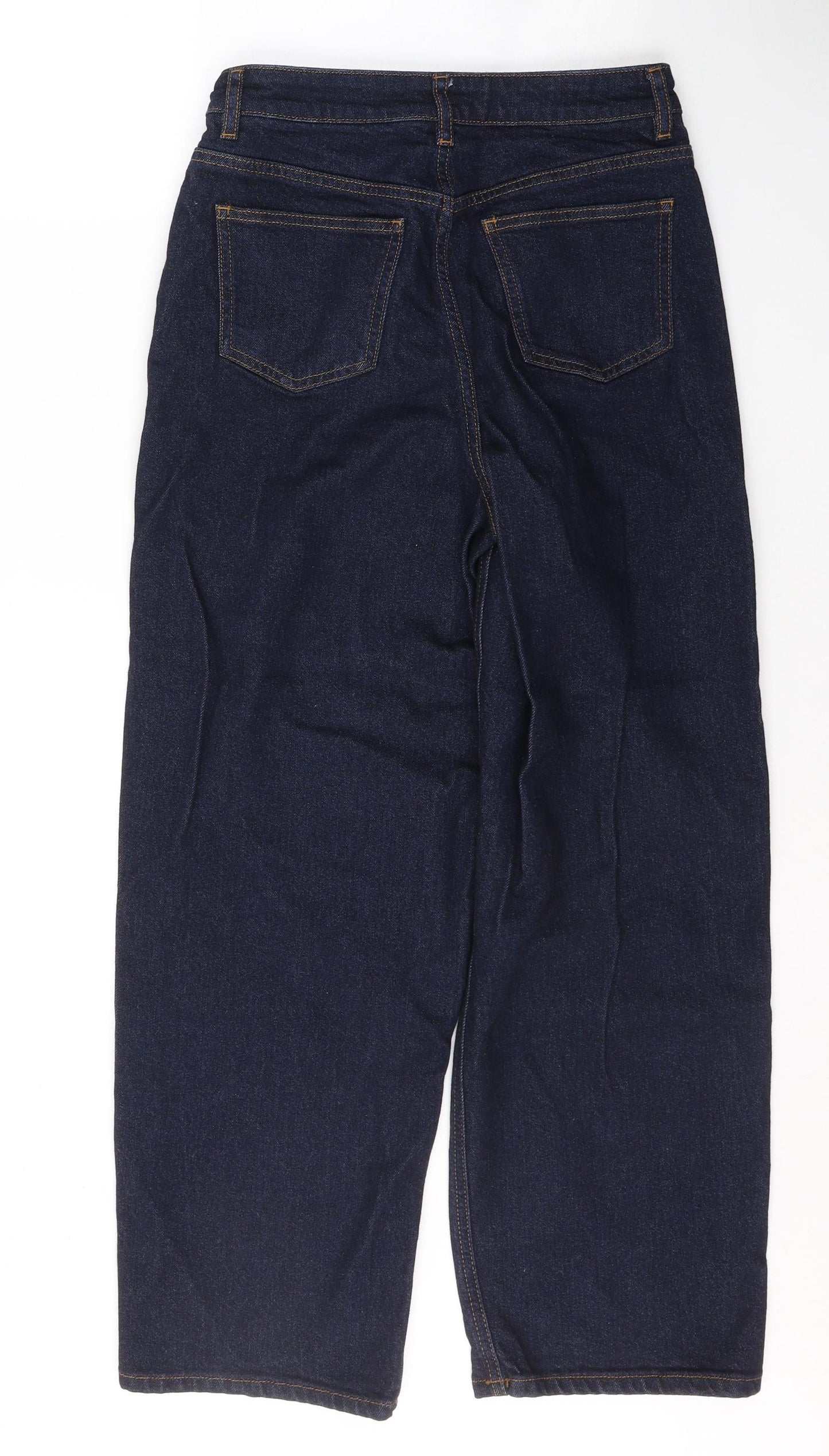 Marks and Spencer Womens Blue  Cotton Straight Jeans Size 8 L27 in Regular Button