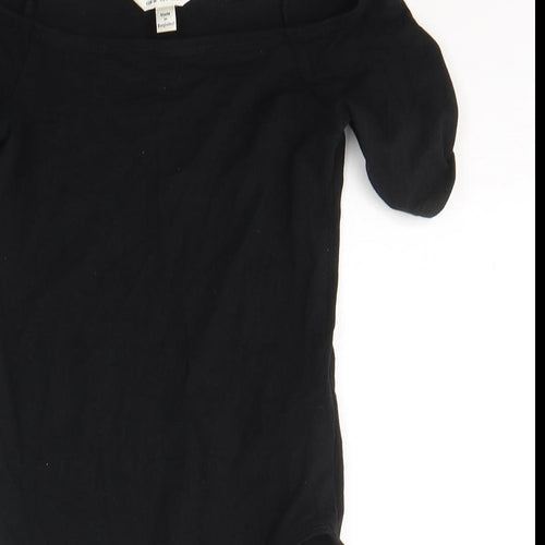 Miss Selfridge Womens Black  Cotton Bodysuit One-Piece Size 8  Button