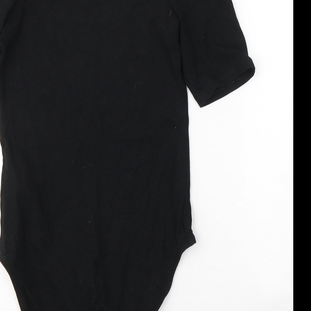 Miss Selfridge Womens Black  Cotton Bodysuit One-Piece Size 8  Button
