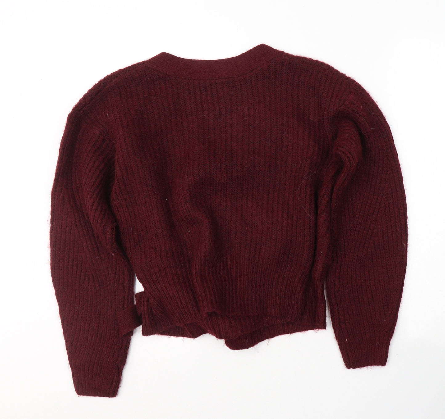 New Look Womens Red V-Neck  Acrylic Cardigan Jumper Size M