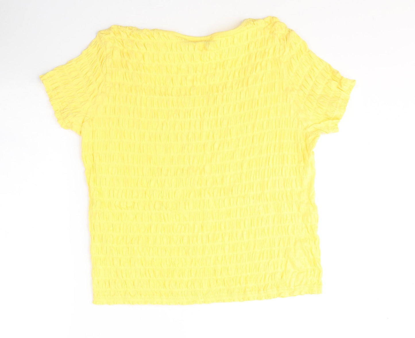 Afibel Womens Yellow  Cotton Jersey T-Shirt Size 16 Round Neck