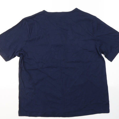 Anne De Lancay Womens Blue  Cotton Basic T-Shirt Size M Round Neck - Anchor