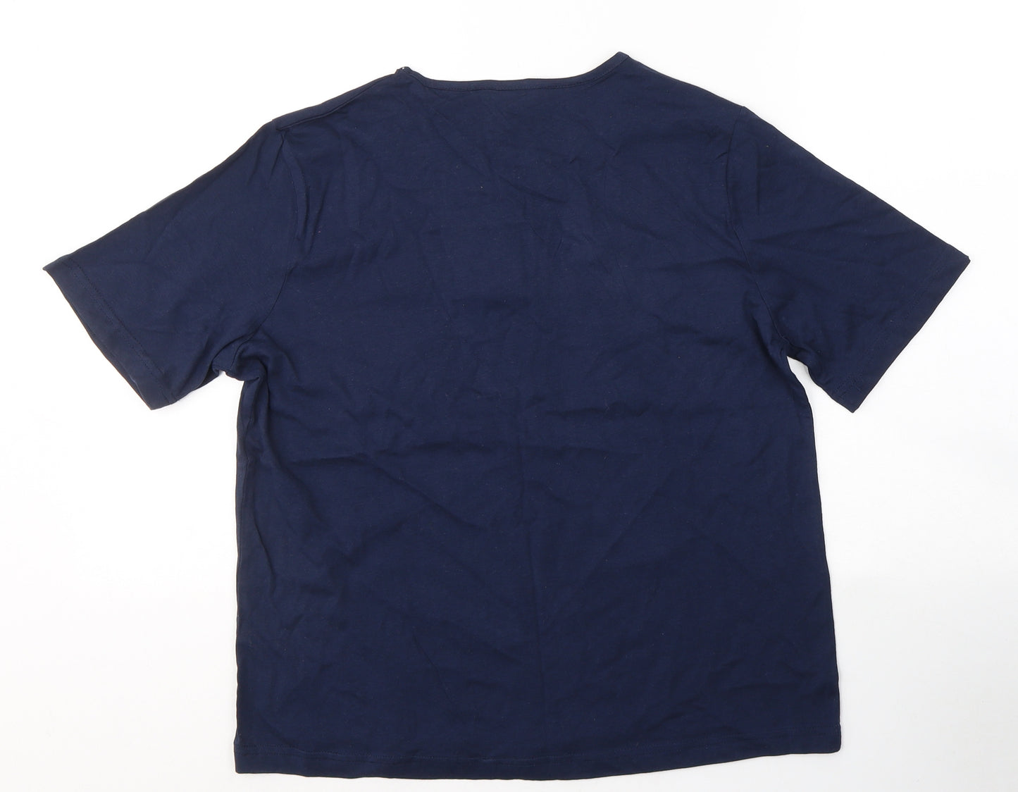Anne De Lancay Womens Blue  Cotton Basic T-Shirt Size M Round Neck - Anchor