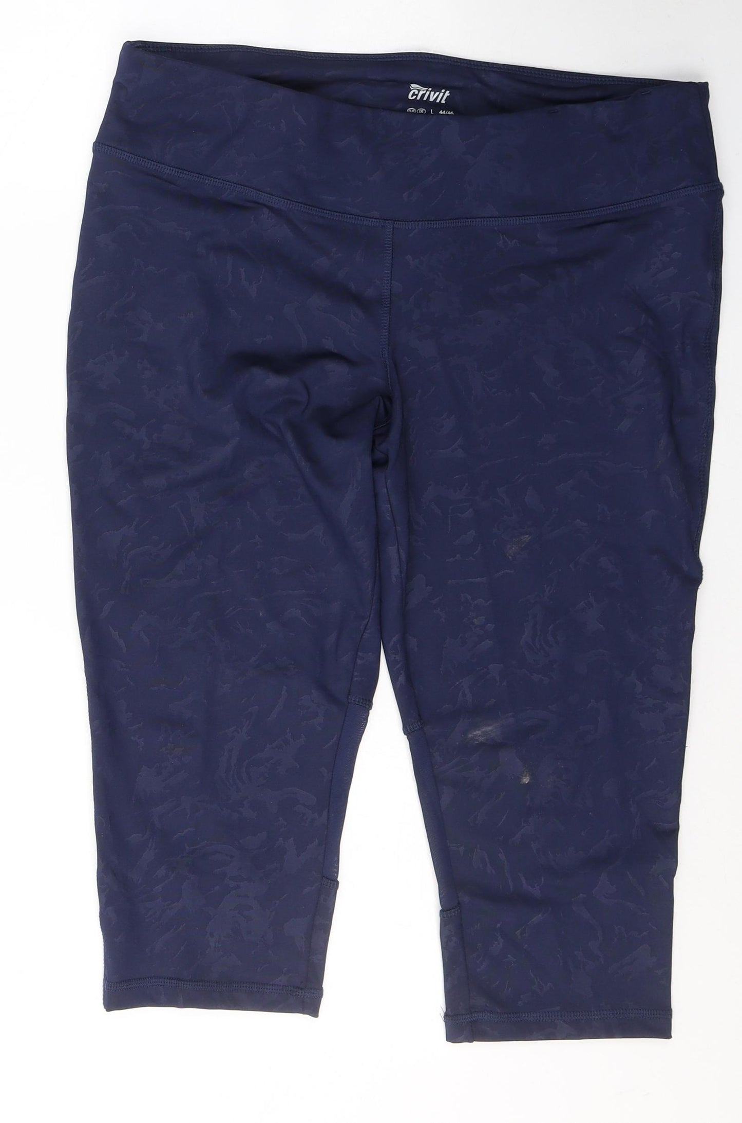 Crivit Womens Blue Geometric Polyester Compression Shorts Size 16 L17 in Regular
