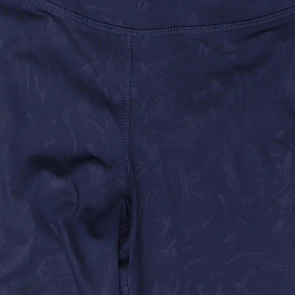 Crivit Womens Blue Geometric Polyester Compression Shorts Size 16 L17 in Regular