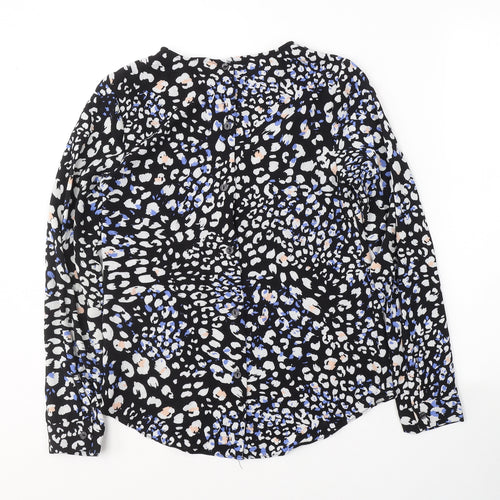 New Look Womens Black Floral Viscose Basic Blouse Size 8 Round Neck