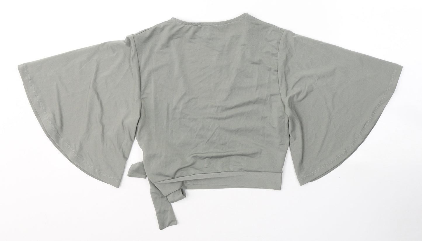 New Look Womens Green  Polyester Wrap Blouse Size 8 V-Neck