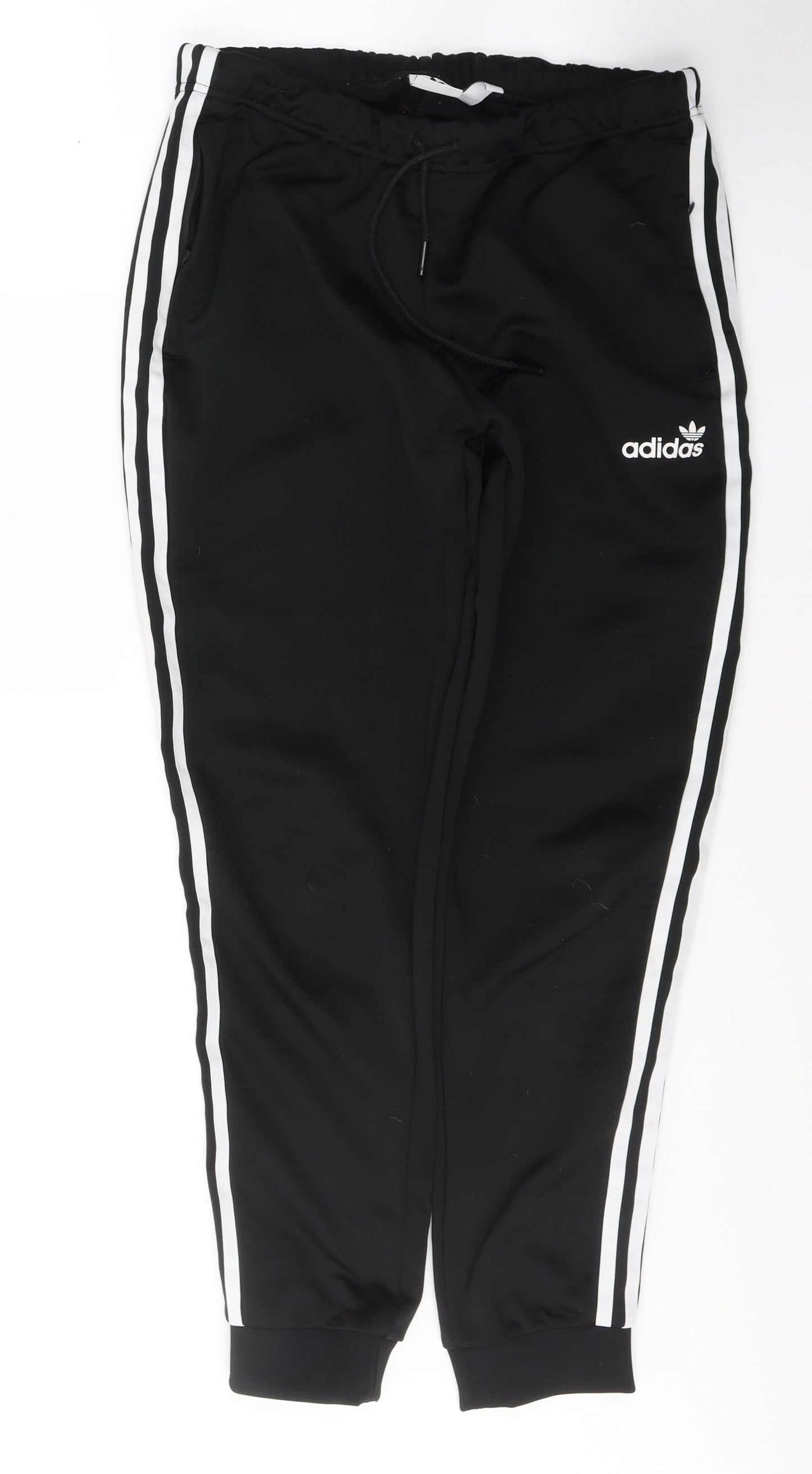 adidas Womens Black  Polyester Track Pants Trousers Size 14 L28 in Regular Tie