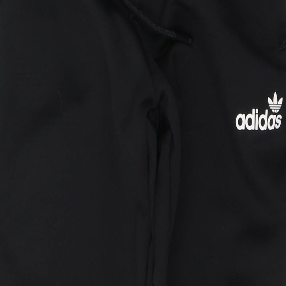 adidas Womens Black  Polyester Track Pants Trousers Size 14 L28 in Regular Tie