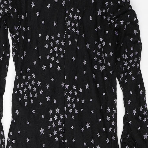 Topshop Womens Black Geometric Polyester Mini  Size 8  Round Neck Zip