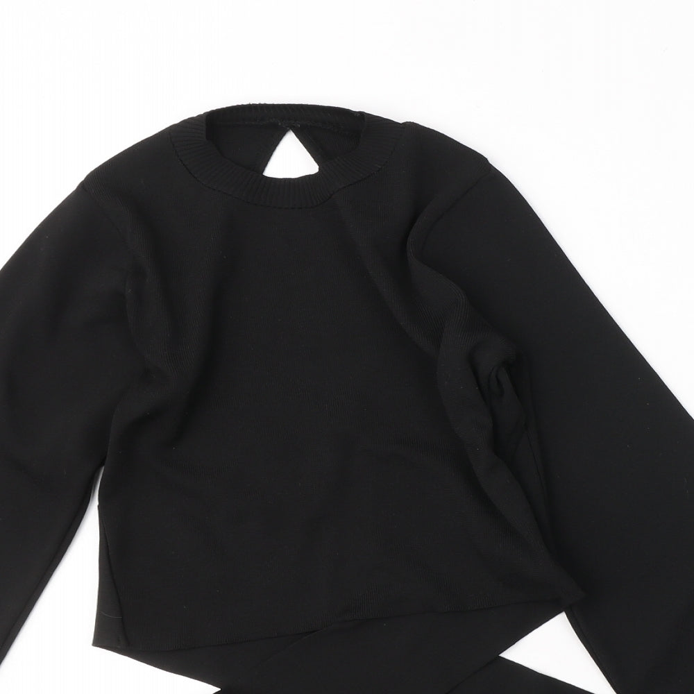 Primark Womens Black  Polyester Wrap Blouse Size 2XS Round Neck - open back