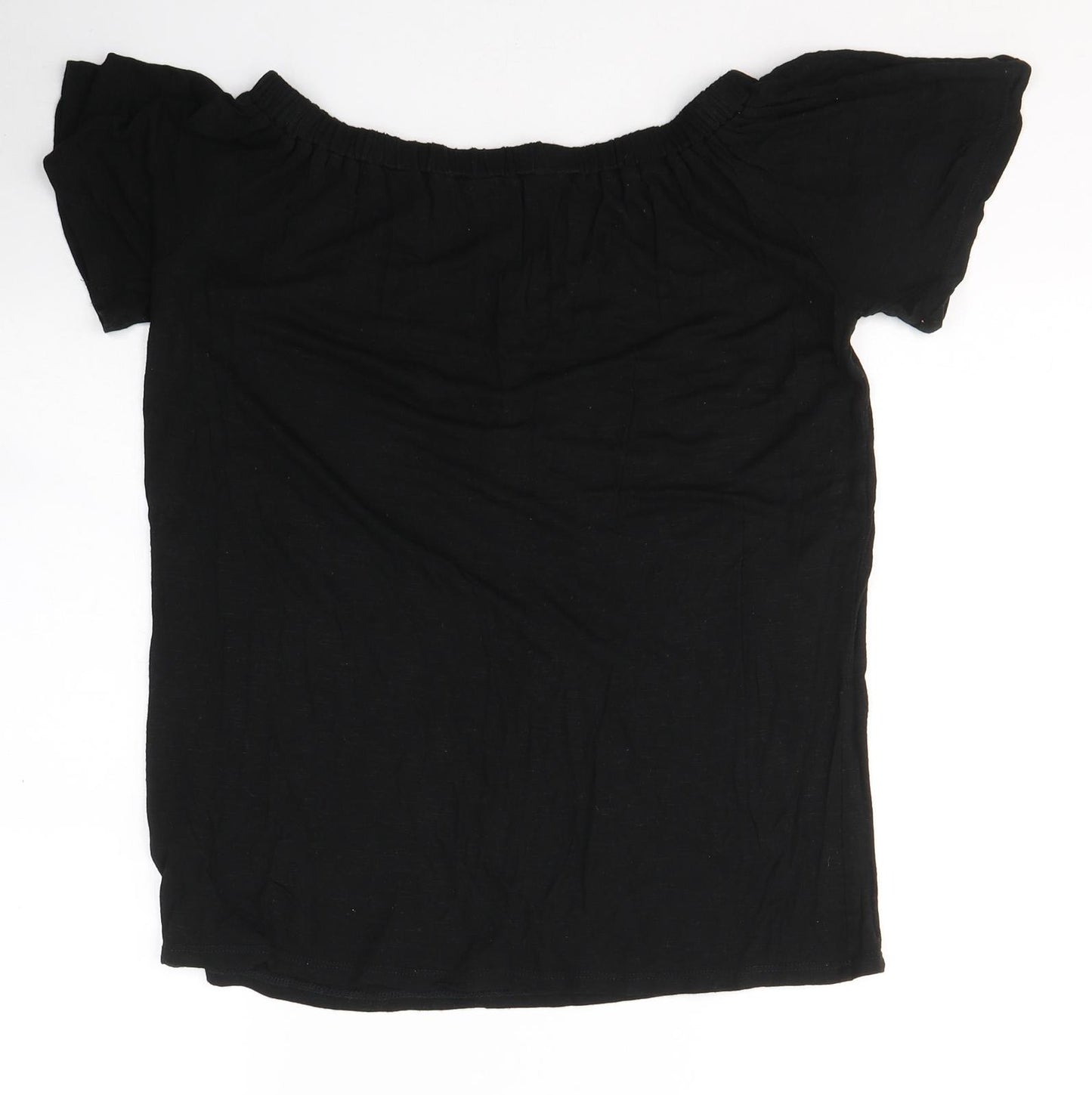 George Womens Black  Viscose Basic T-Shirt Size 12 Off the Shoulder