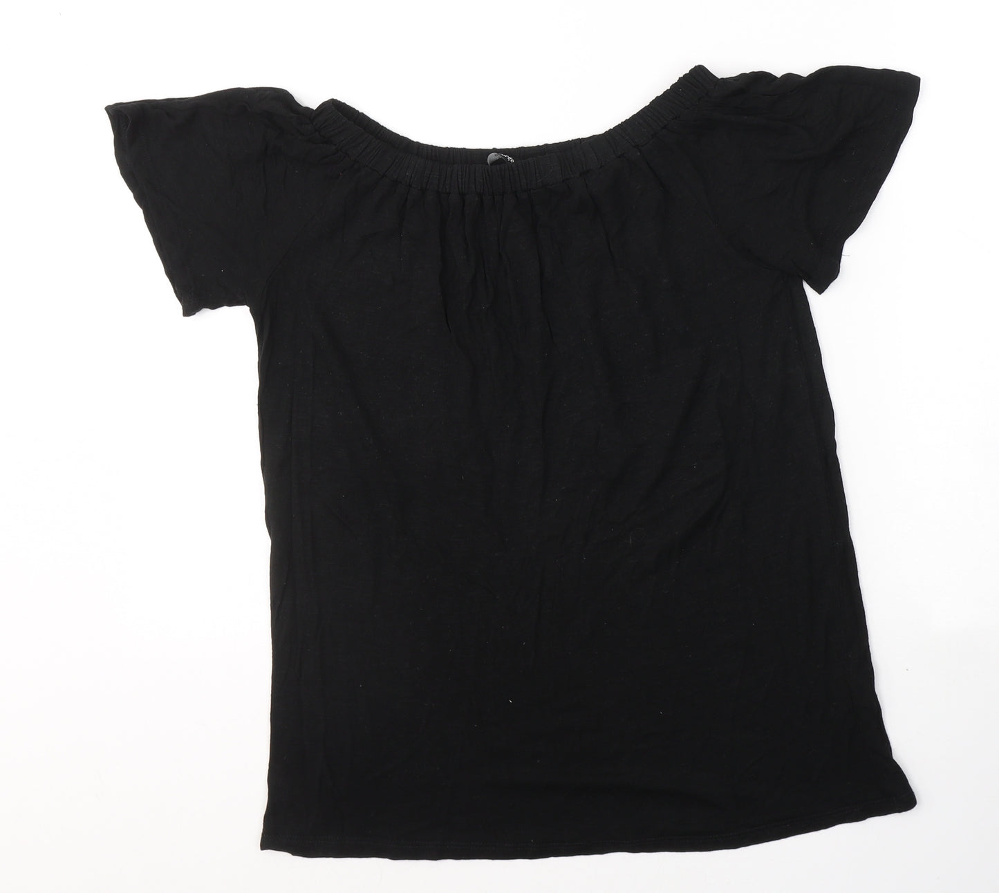 George Womens Black  Viscose Basic T-Shirt Size 12 Off the Shoulder