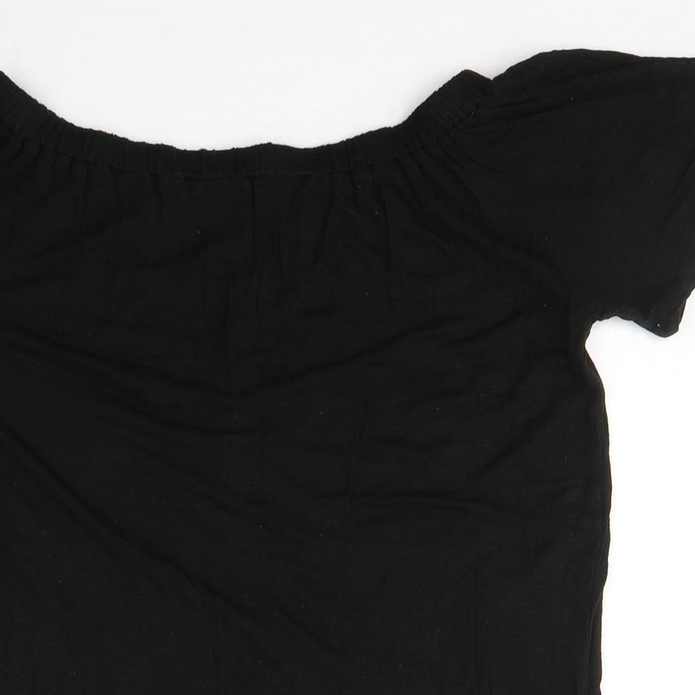 George Womens Black  Viscose Basic T-Shirt Size 12 Off the Shoulder
