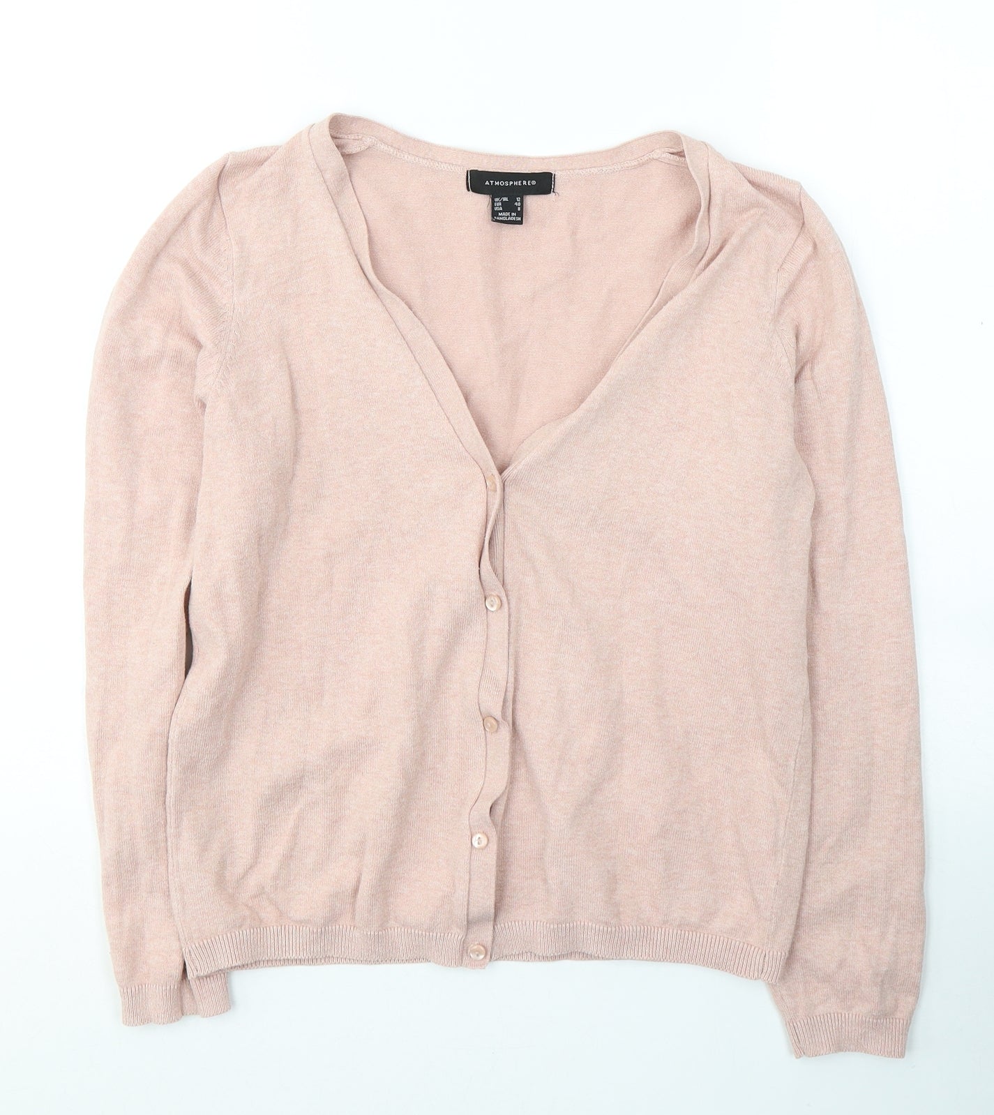 Atmosphere Womens Pink V-Neck  Polyester Cardigan Jumper Size 12