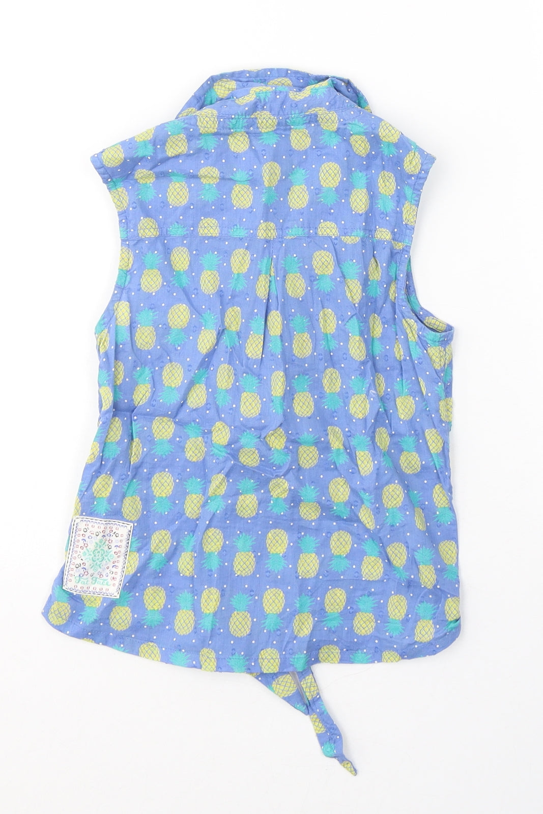 Fat Face Girls Blue Geometric Cotton Basic Button-Up Size 6-7 Years Collared Button - Pineapple