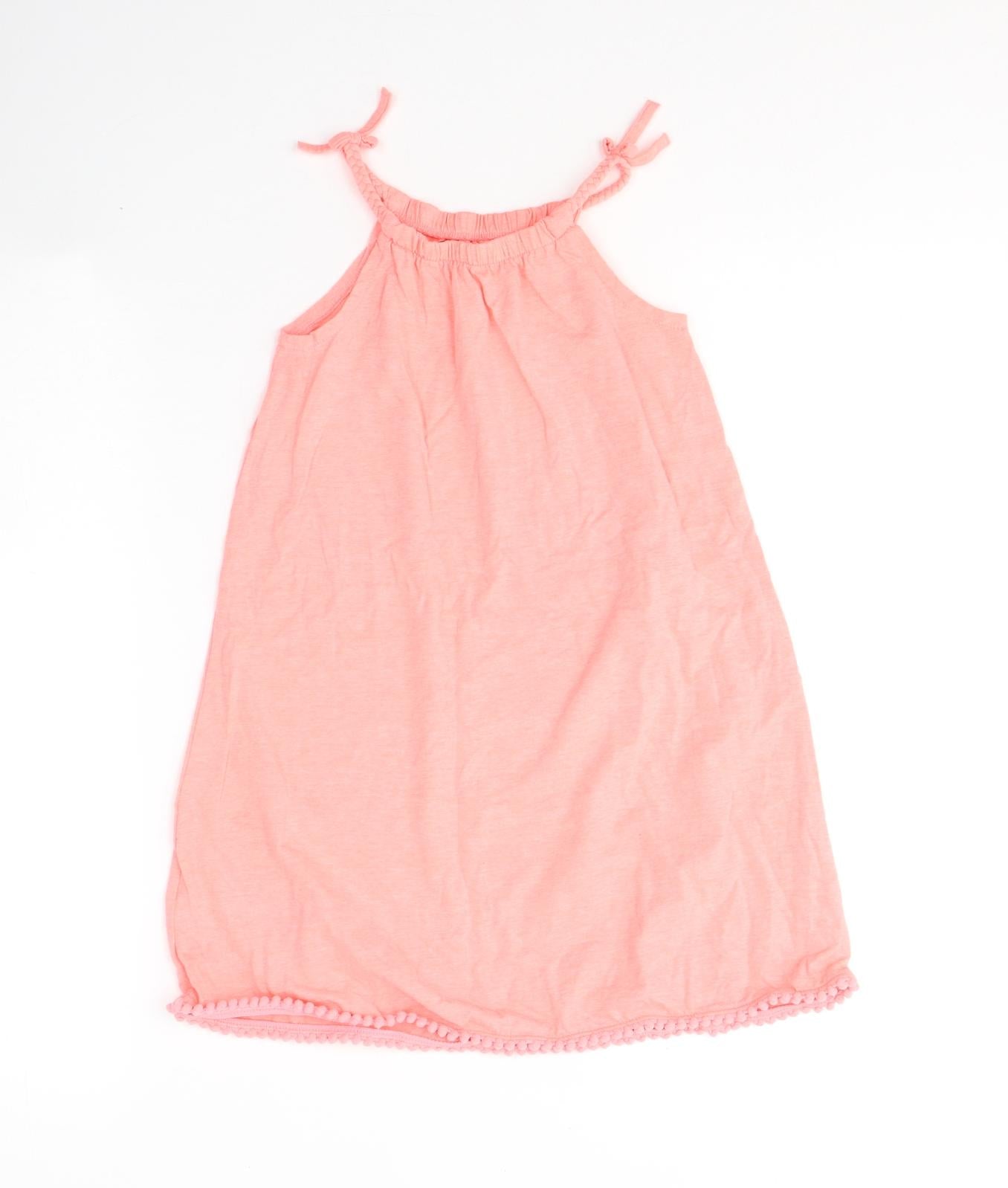Marks and Spencer Girls Pink  Cotton Basic Tank Size 7-8 Years Halter Pullover