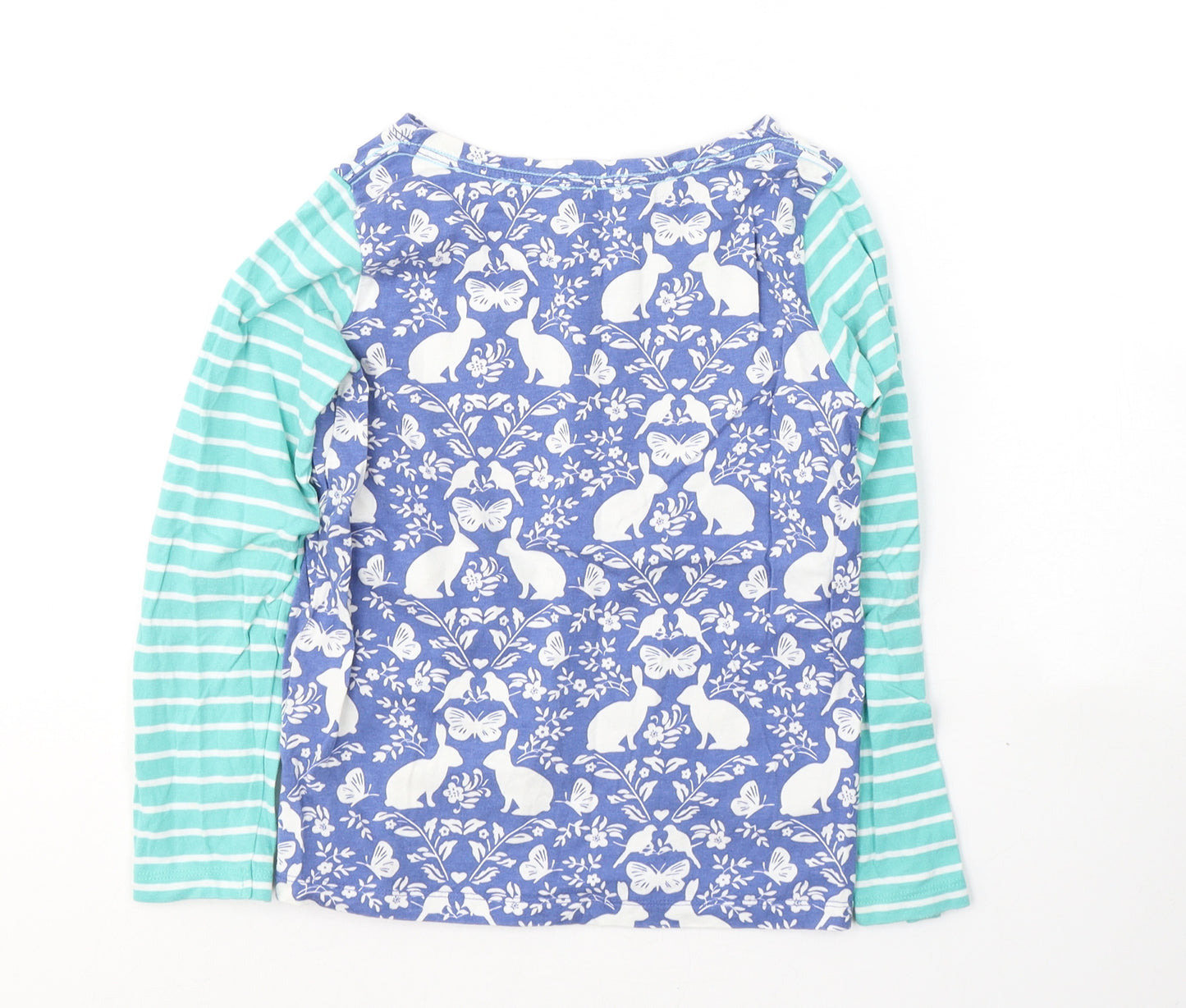 Mini Boden Girls Blue Geometric Cotton Pullover Casual Size 6-7 Years Round Neck Pullover