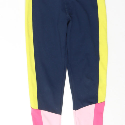 Leigh Tucker Girls Blue Colourblock Polyester Pedal Pusher Trousers Size 7-8 Years  Regular Pullover