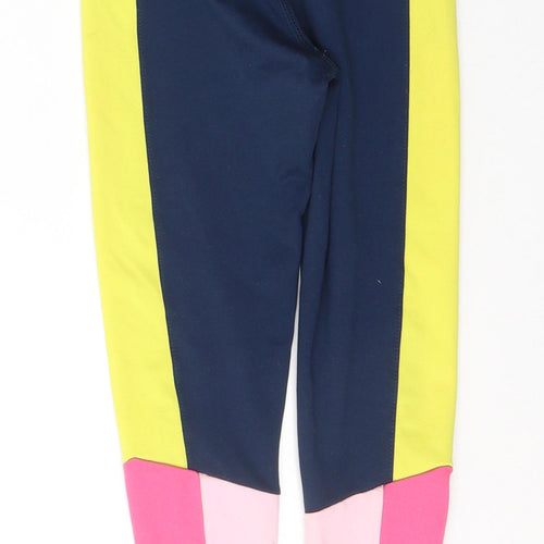 Leigh Tucker Girls Blue Colourblock Polyester Pedal Pusher Trousers Size 7-8 Years  Regular Pullover