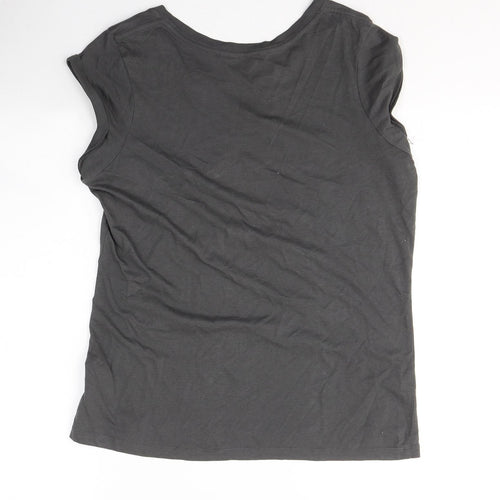 New Look Womens Grey  Cotton Basic T-Shirt Size 10 Round Neck - Hogwarts