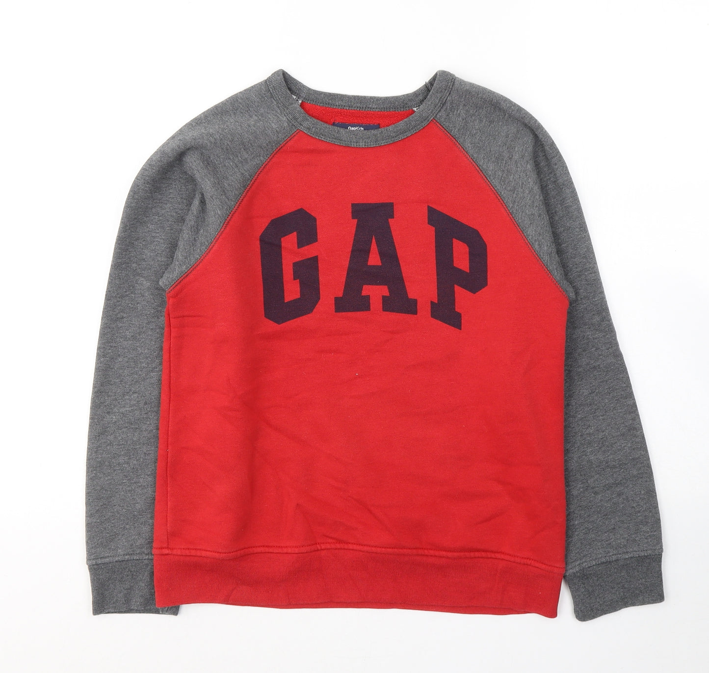 Gap Boys Red Colourblock Cotton Pullover Sweatshirt Size 10-11 Years  Pullover