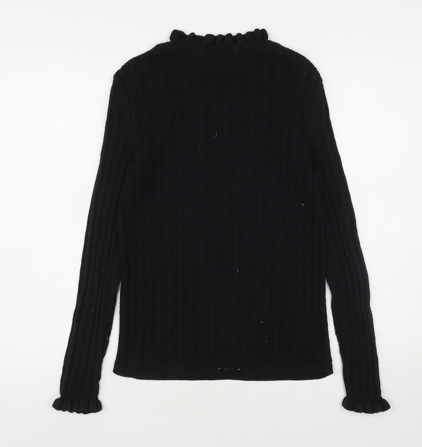 Papaya Womens Black Round Neck  Cotton Pullover Jumper Size 10