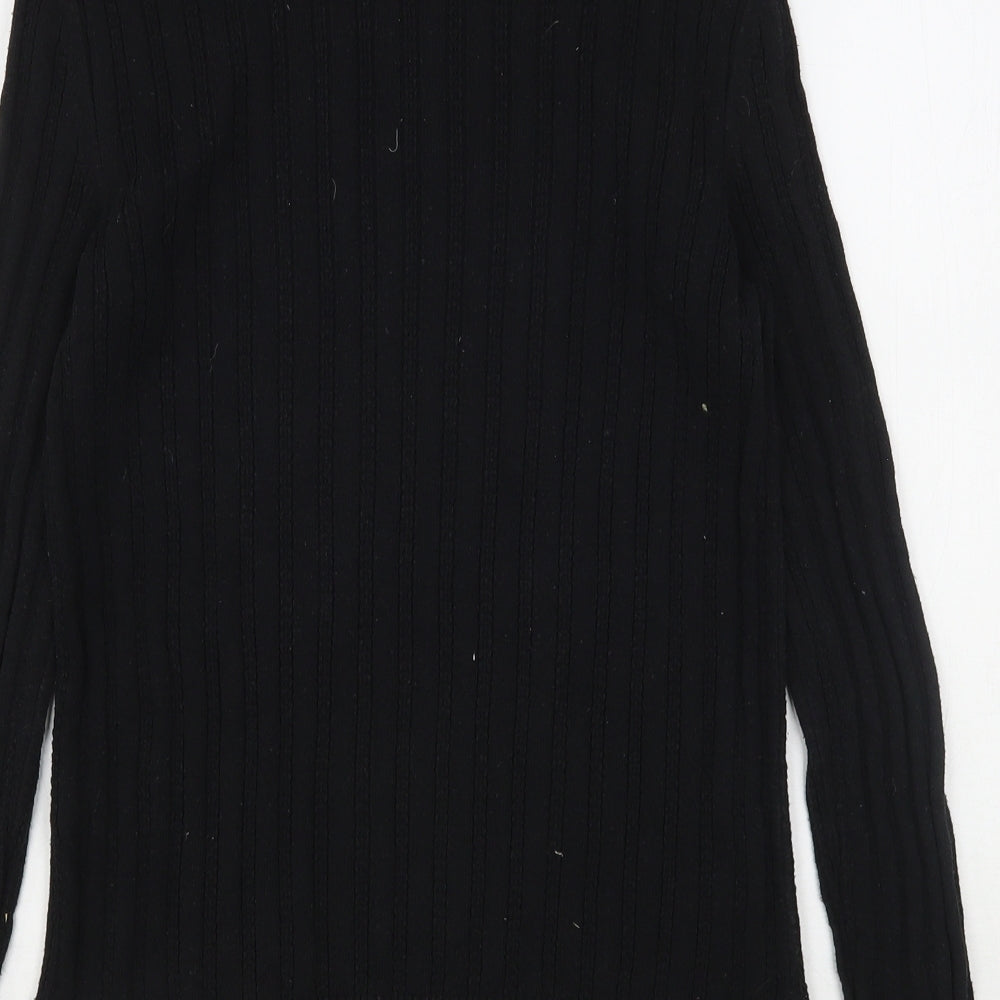 Papaya Womens Black Round Neck  Cotton Pullover Jumper Size 10