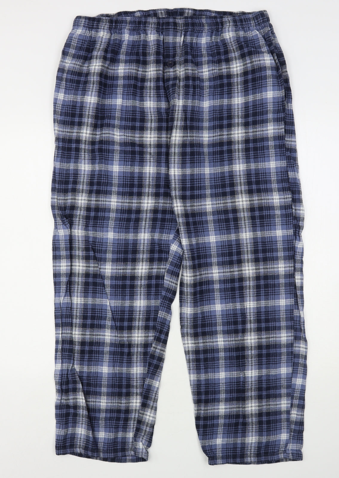 F&F Mens Blue Plaid Cotton  Pyjama Pants Size 2XL