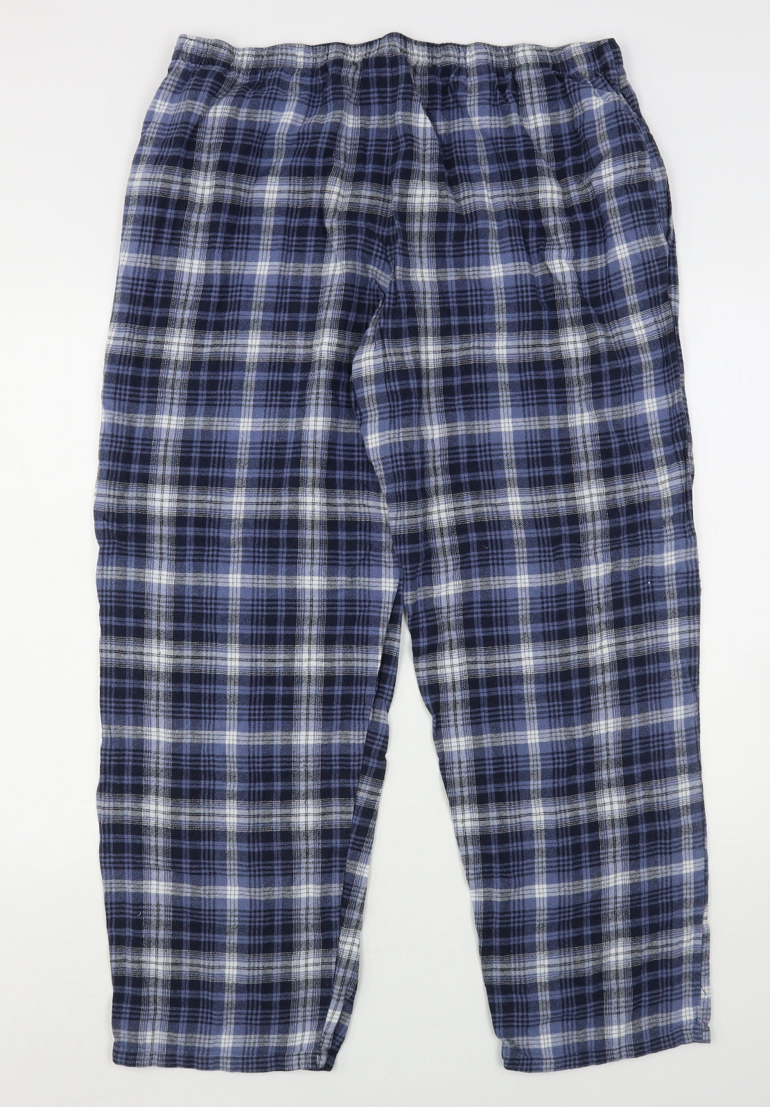 F&F Mens Blue Plaid Cotton  Pyjama Pants Size 2XL