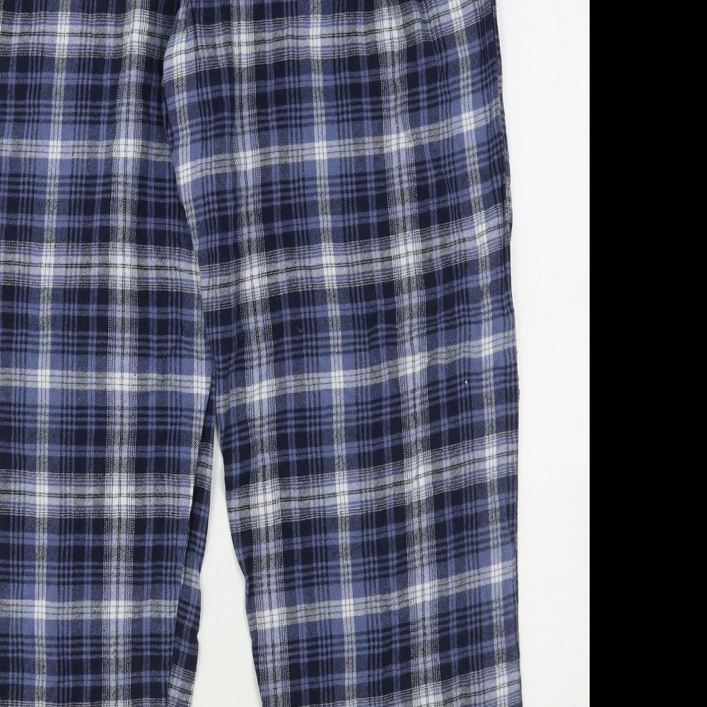 F&F Mens Blue Plaid Cotton  Pyjama Pants Size 2XL