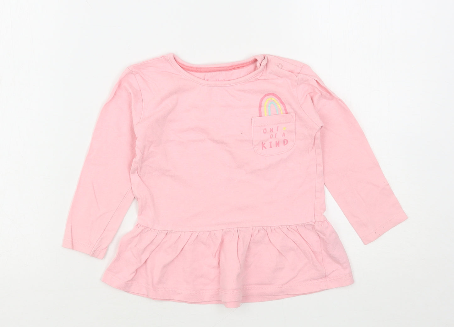 Lullaby Girls Pink  Cotton Basic T-Shirt Size 12-18 Months Roll Neck
